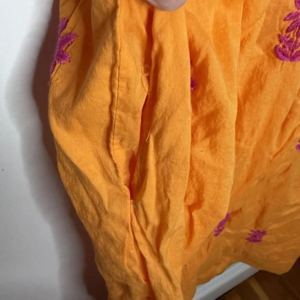 Gretchen Scott Embroidered Midi Dress Womens Small Sundress Floral Boho Indie